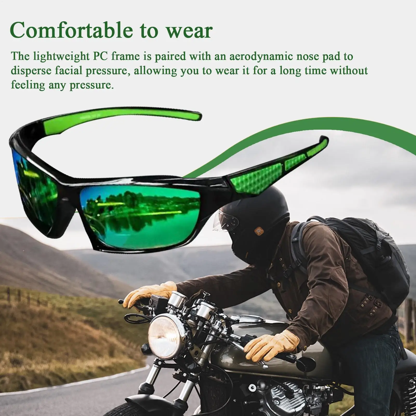 Herren-Sonnenbrille, leichte Sonnenbrille, polarisierte Sonnenbrille, bequeme, leichte Rahmen-Sportbrille zum Fahren, Angeln – Detail 7