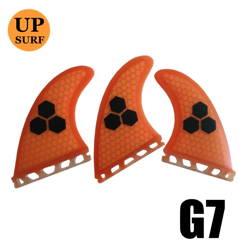 Tri Fin Set Enkele Tabs Vinnen S/M/L Surf Vinnen Surfplank Fin Oranje/Geel/Blauw/Grijs/Groen Met Zwart Logo Honingraat Glasvezel