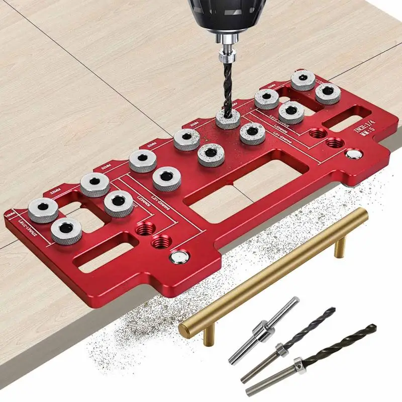 Houtboorgeleidegereedschapskit Multifunctionele Aluminium Ponszoeker Rood Hout Boorgeleidegereedschap Slijtvaste Perforator