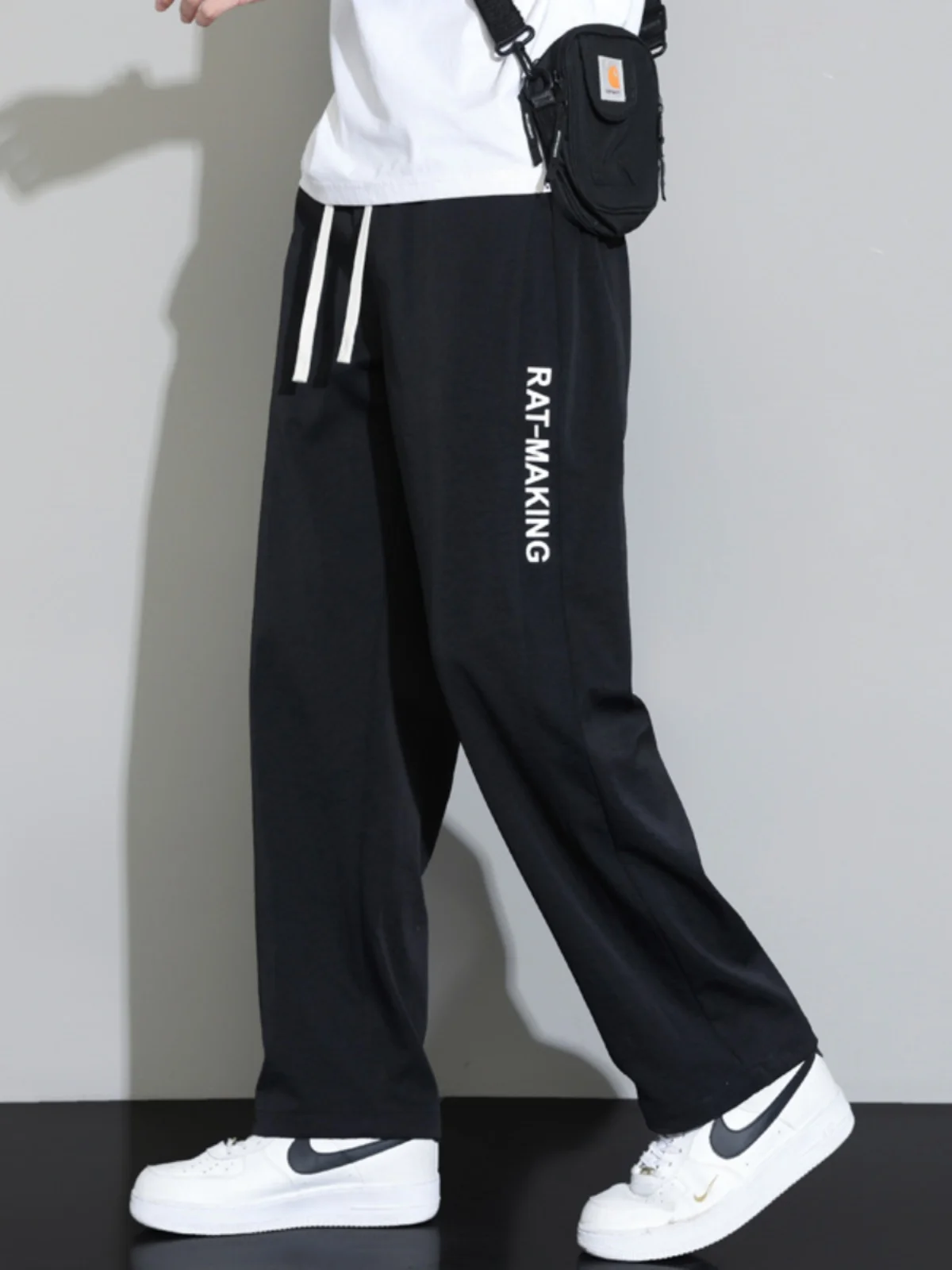 

Ice Silk Men's Summer Thin Wide Leg Casual Pants Qui Dry Loose Straight Cut Long Trousers Faionable Casual Wear for Youth