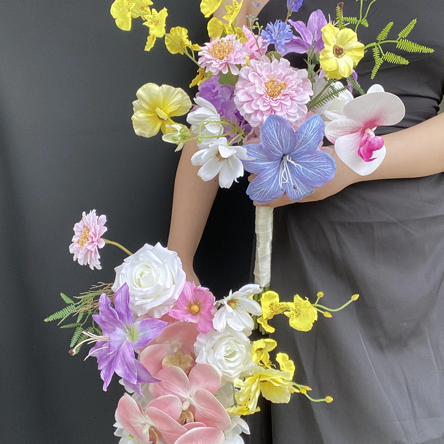 [Can be divided into two bunches] Dopamine bouquet Monet Garden colorful wedding registration waterfall simulation flower