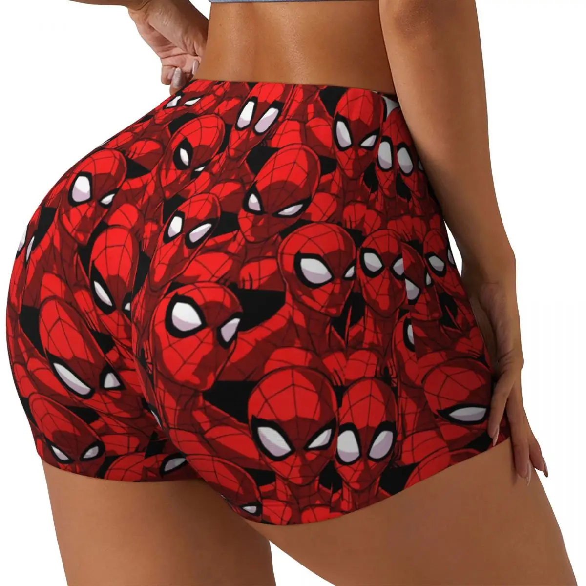 Custom Women's Spiders Workout Yoga Shorts Spider Man Athletic Gym Running Volleyball Shorts