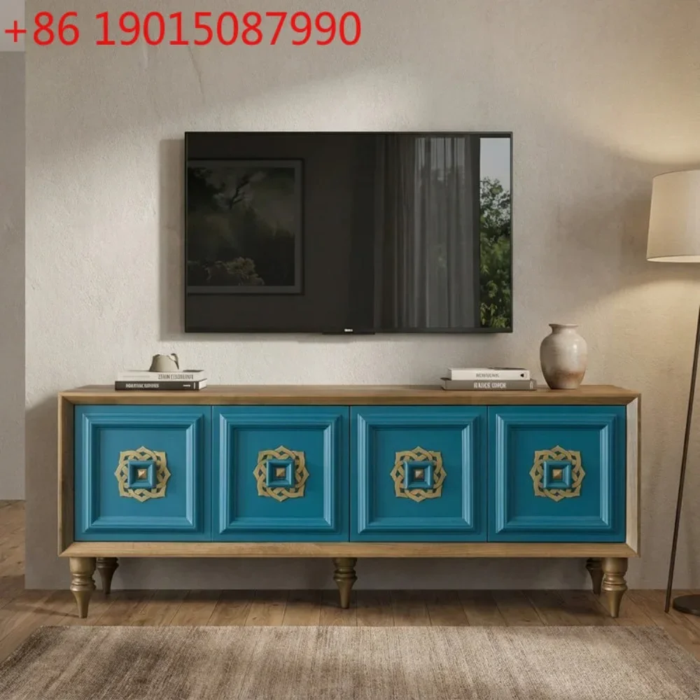 

French retro TV cabinet, American light luxury solid wood color matching