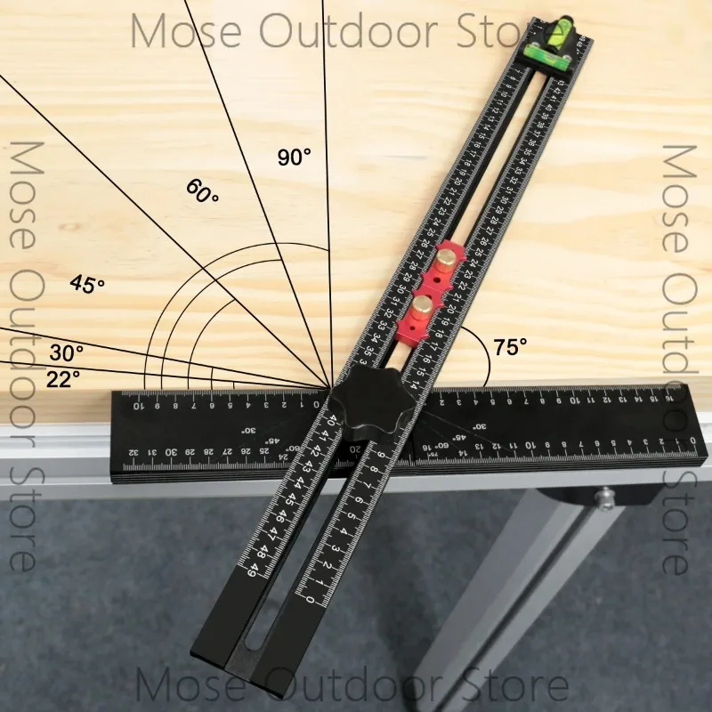2-in-1 Multi-Purpose Drilling Guide Ruler,Adjustable Hole Positioning Jig for Cabinets&Drywall,Aluminum Alloy Hardware Template