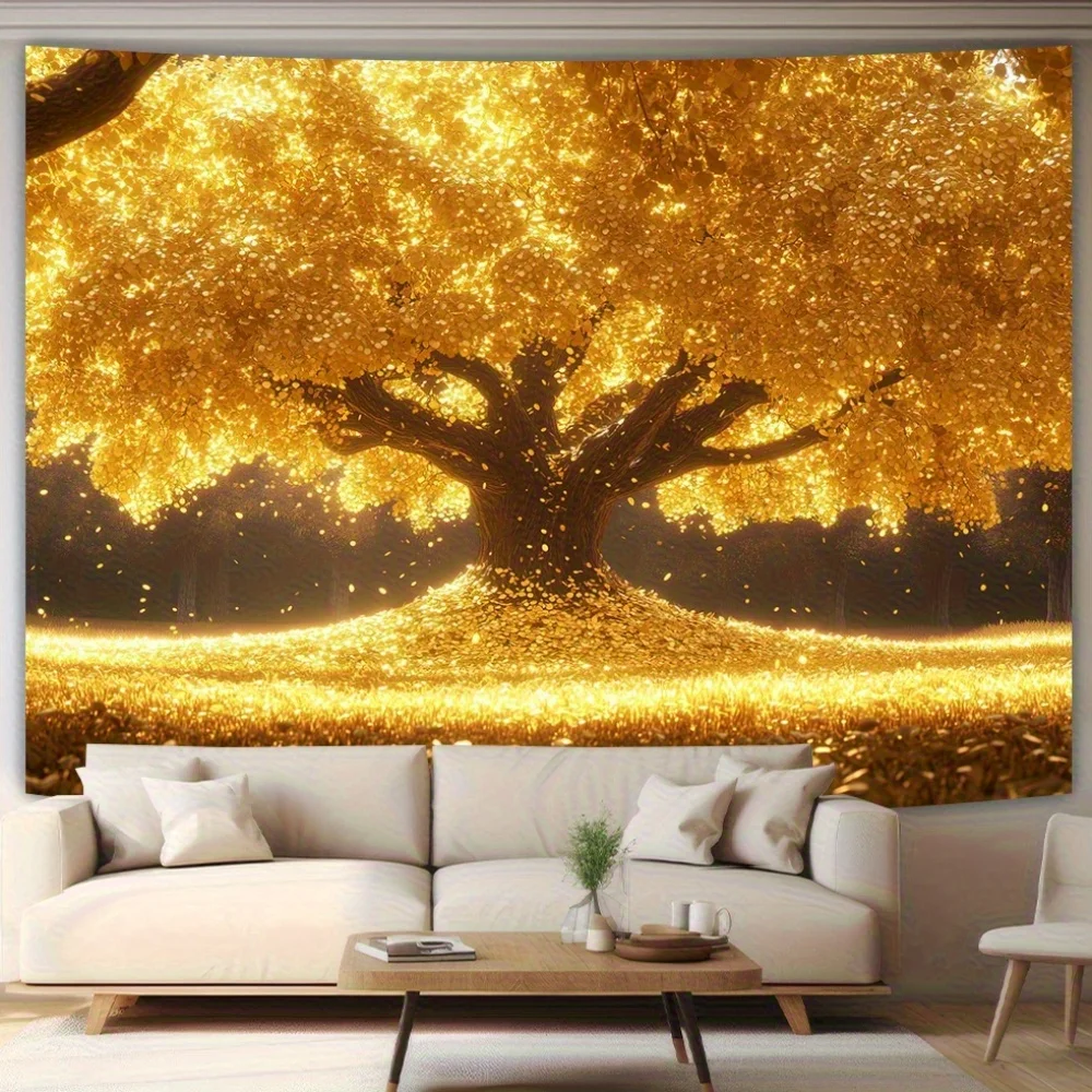 Golden Tree Tapestry - Vibrant Wall Hanging for Bedroom and Living Room Decor, Perfect Gift for Nature Lovers