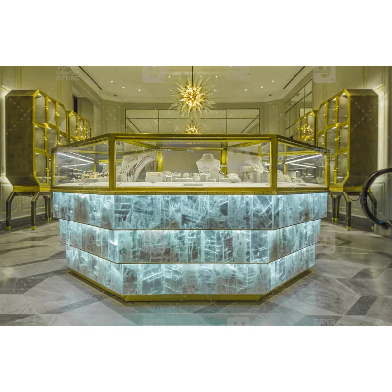 (Customized) trendy jewelry store counter design jewellery shop display furniture lockable glass jewelry kisks showcase mall