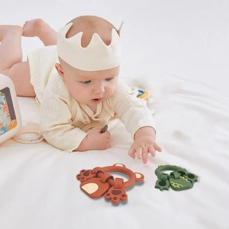 97BE سيليكون عضاضة الكرتون سوار قلادة DIY مضغ لعبة التسنين للأطفال