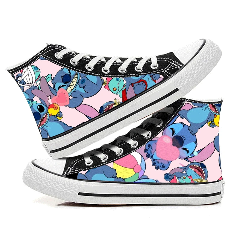 Lilo & Stitch Canvas Shoes Cute Cartoon Little Monster Pattern Shoes Fashion Casual Sports High Top Canvas Shoes