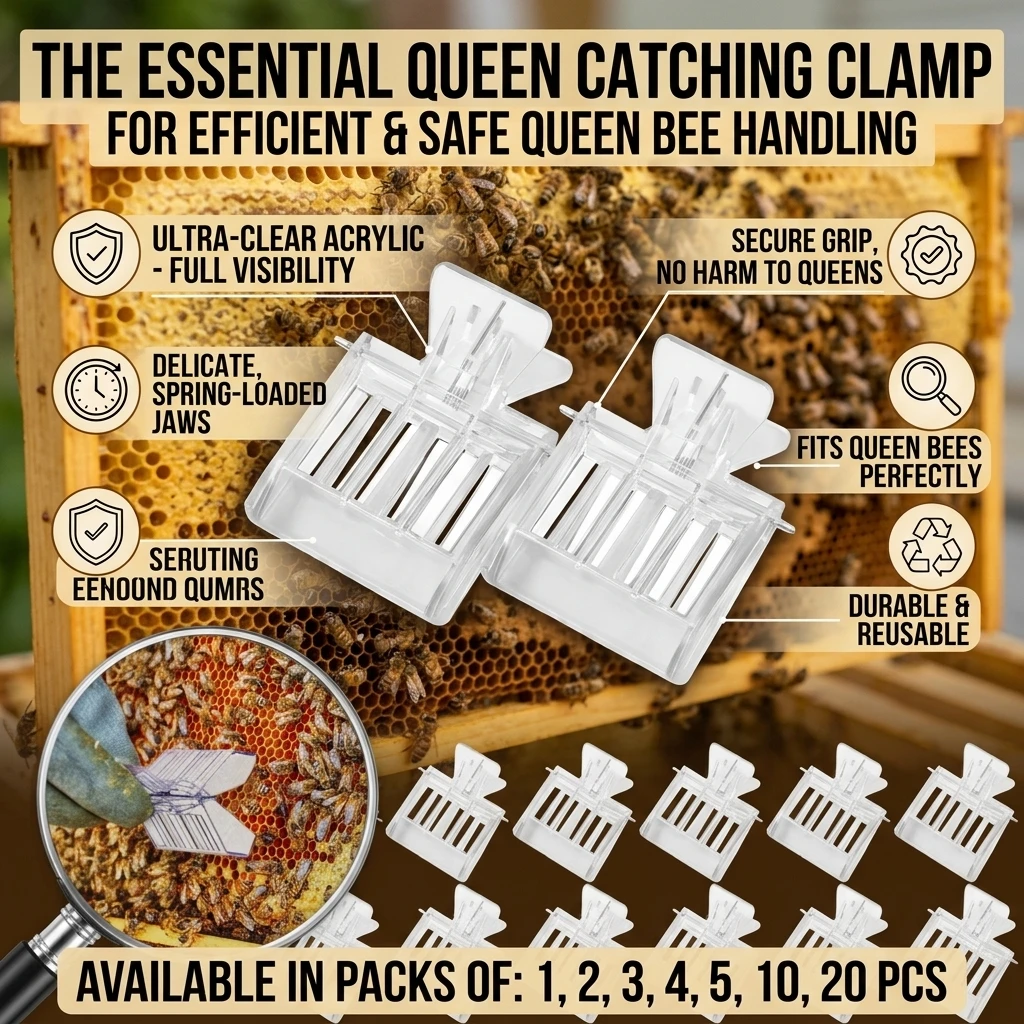 1/2/3/4/5/10/20PCS Plastic Book Clip Type Queen Cage Transparent Queen Catching Clamp Bee Queen Controller Beekeeping Tools