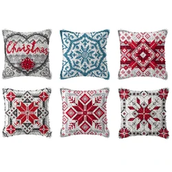 DIY Latch Hook Rug Kits Snowman Santa Claus Hat Embroidery Cushion Carpet Pillow Cross-stitch Latch Hook Canvas Christmas Gift