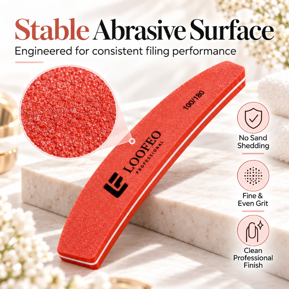 100/180 Nail File Buffer 10Pcs Curved Nail Buffer Files 100 180 Grit Dual Sided Washable Emery Boards For Acrylic Gel Manicure