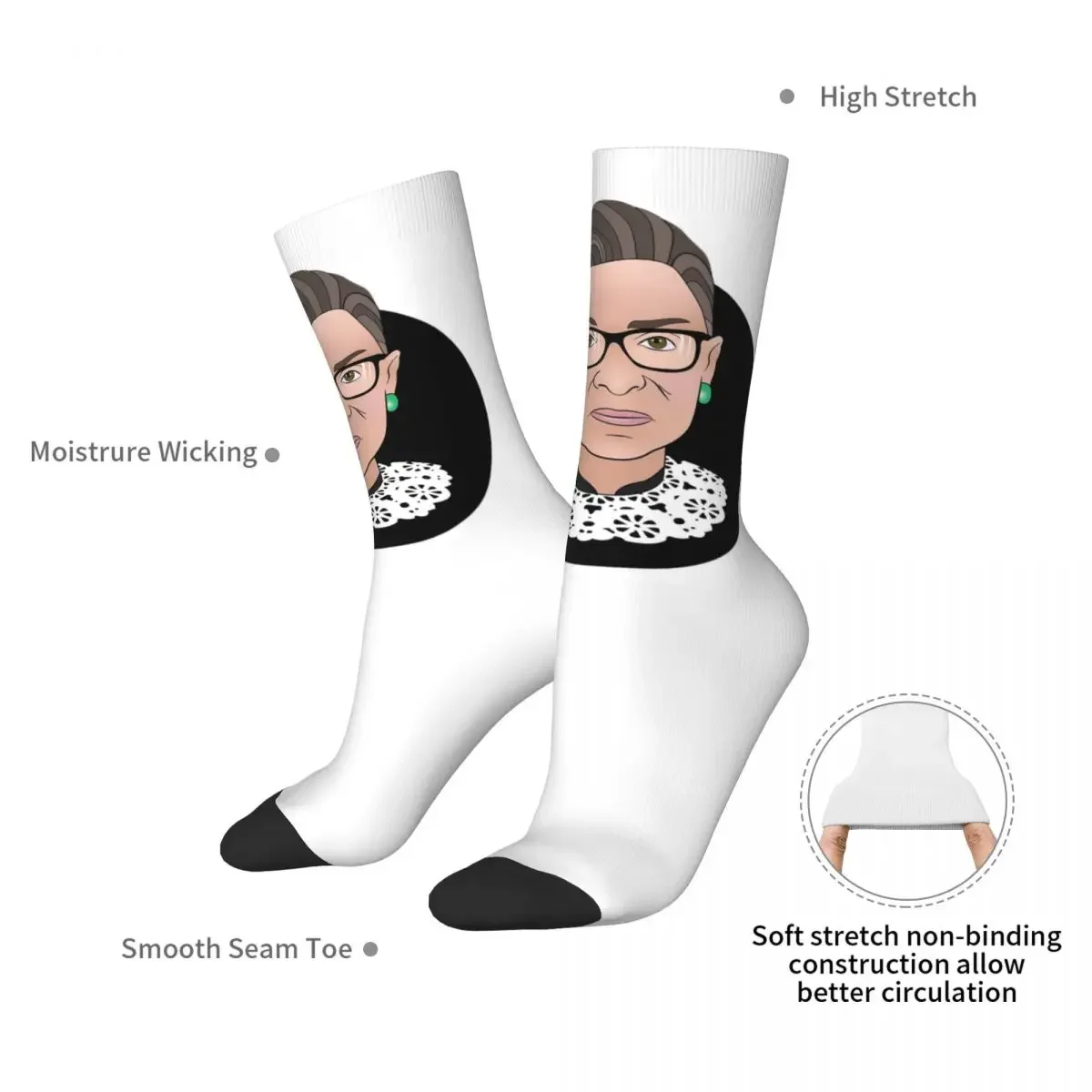 Ruth Badass Ginsberg Socks Harajuku Super Soft Stockings All Season Long Socks Accessories for Unisex Birthday Present