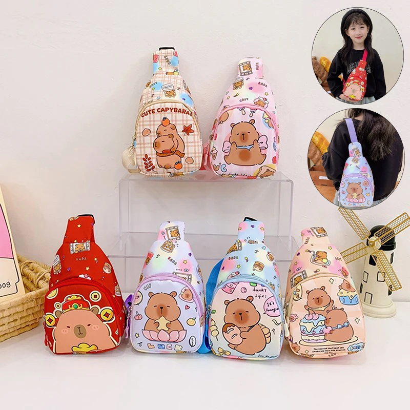 Sac à bandoulière de dessin animé Capybara, sac de poitrine au beurre mignon, sac de rangement multifonctionnel, décorations pour la maison, cadeaux pour enfants