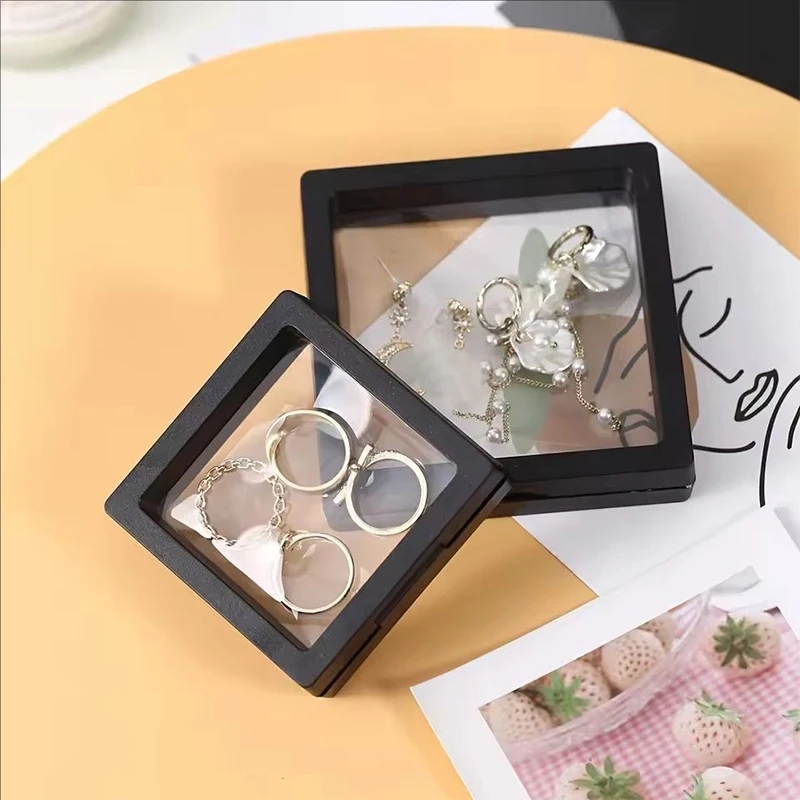 

10pcs Transparent floating display box, plastic film jewelry packaging box jewelry, necklace ring and collectible storage box