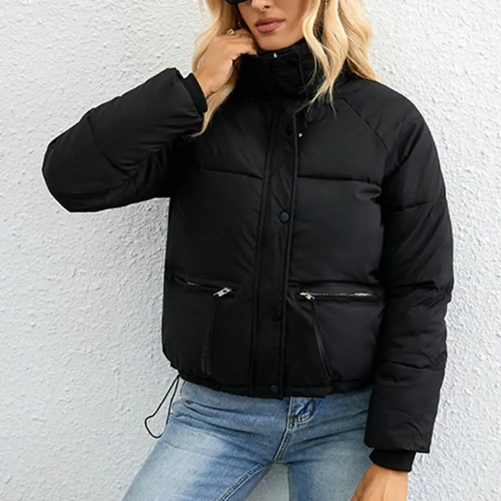 Women Casual Zipper Thick Outwear Coat Lapel Neck Soft Comfortable Polyester Fabric Classic Autumn Winter Jackets