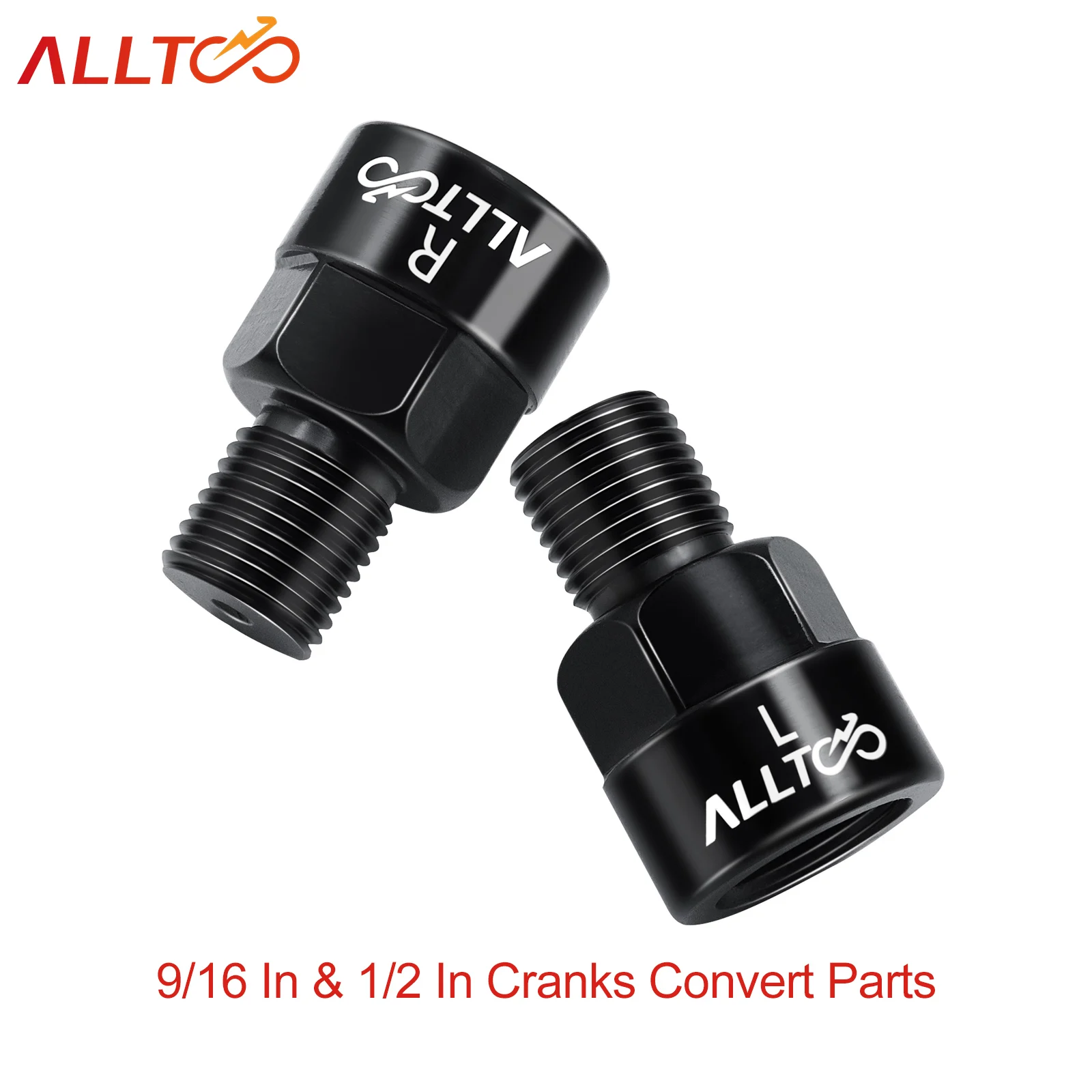 ALLTOO Bike Part Bicycle Pedal Adapter 9/16 In & 1/2 In Cranks Convert Parts Pedal Extenders Adaptors Lock Extension Accessory 