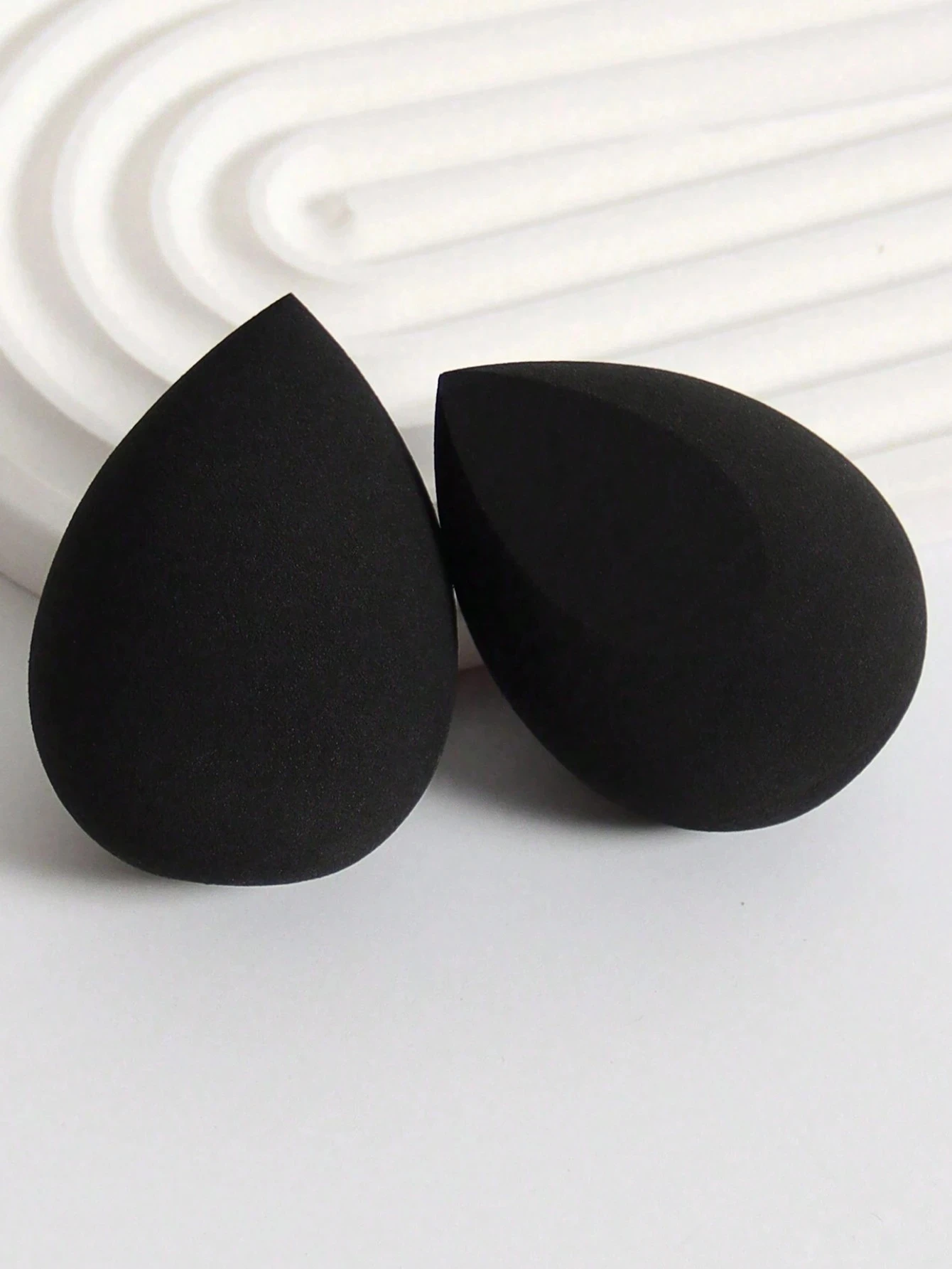 2pcs/Set Makeup Sponge Puff Set, Suitable For Liquid, Cream And Powder Foundation Flawless Blending Makeup Sponge, Black Makeup