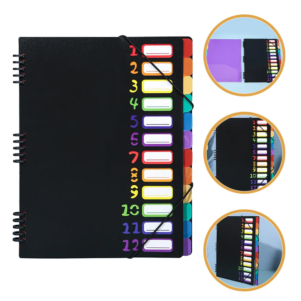 

12-слойная расширяющаяся папка-органайзер формата А4, пластиковый файловый органайзер-аккордеон с цветными разделителями, на спиральном креплении, для офиса, школы, дома