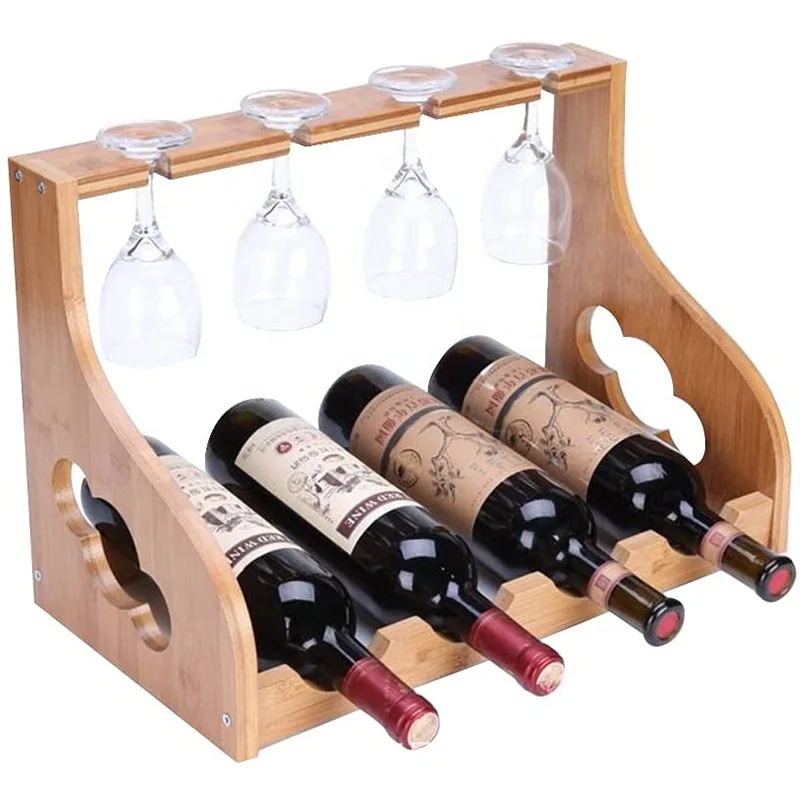 

Bamboo Wine Rack Hanging Wine Glass Holder Simple Red Wine Display Stand Tall Glass Upside Down Rack