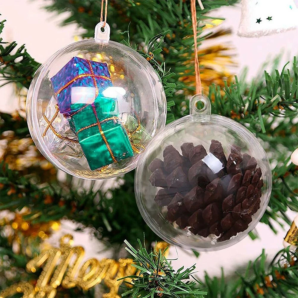 Brand New Christmas Ball Xmas Decor Plastic 10cm Shopping Transparent 14cm 16cm Candies Chocolates Christmas Tree