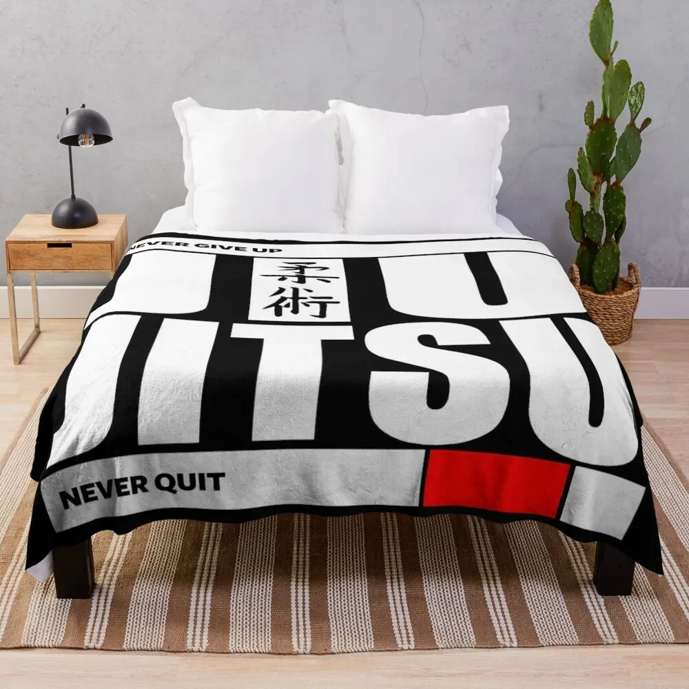 

Jiu Jitsu - Never Give Up Never Quit Throw Blanket Shaggy Furry Soft Blanket for Bedroom Living Room