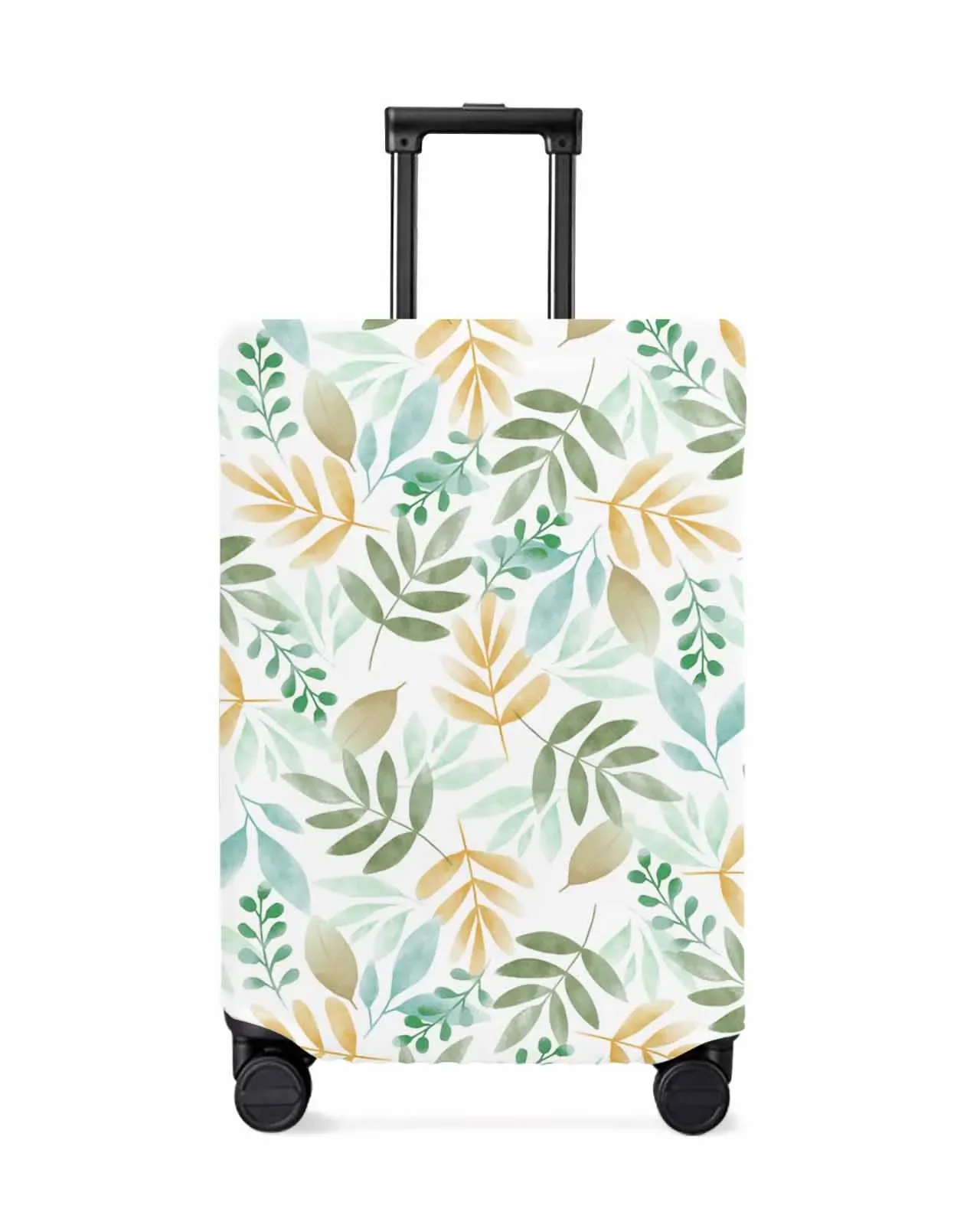 Plant Tea Green Forest Green Leaves Watercolor Rural Stretch Suitcase Protector Baggage Dust Case Cover For 18-32 Inch Travel