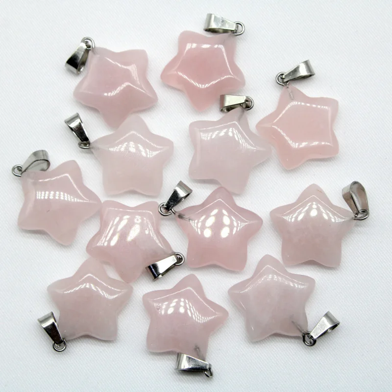 30pcs Natural Gemstone Crystal Quartz Five-pointed Star Pendant Multicolor Lucky Star Pendant Simple Accessories Couple Crystal