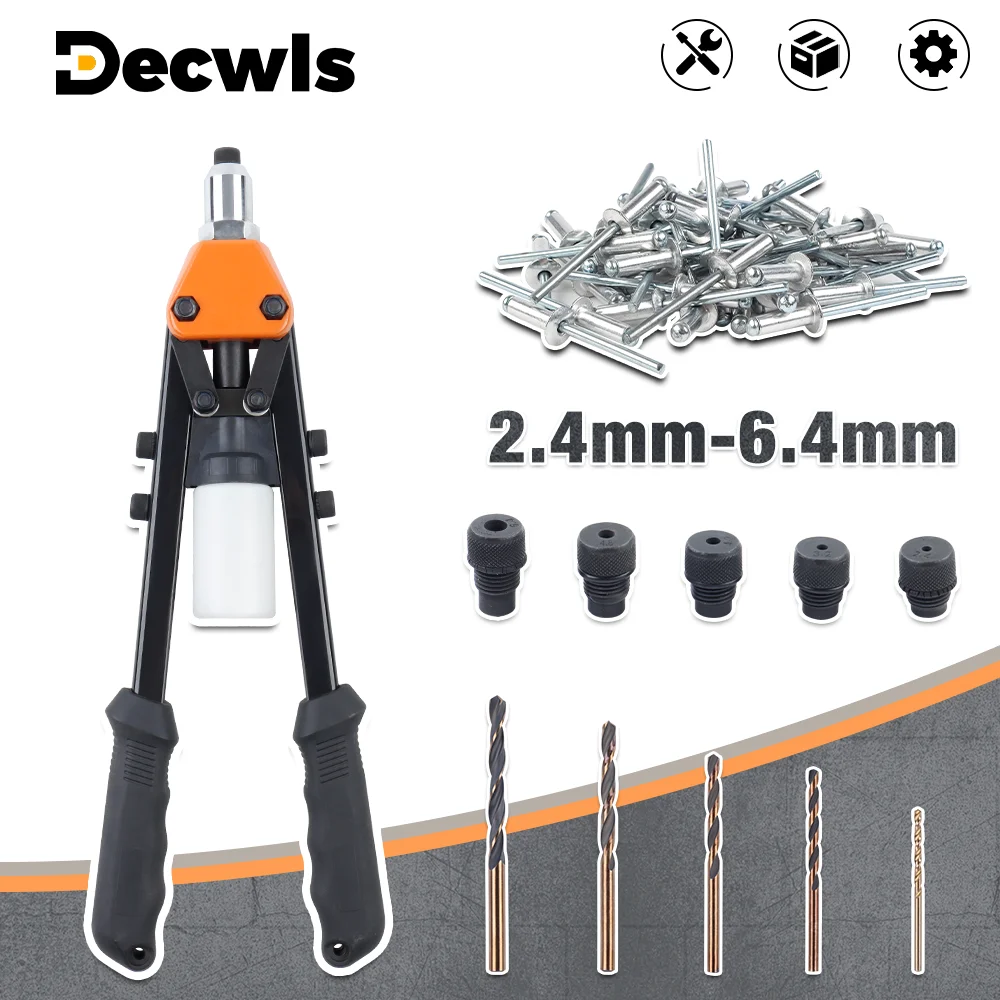 5 In 1 Manual Rivet Gun 2.4mm 3.2mm 4.0mm 4.8mm 6.4mm Multi-specification Riveting Tools, Home Riveting Machine, Pull Rivet Gun