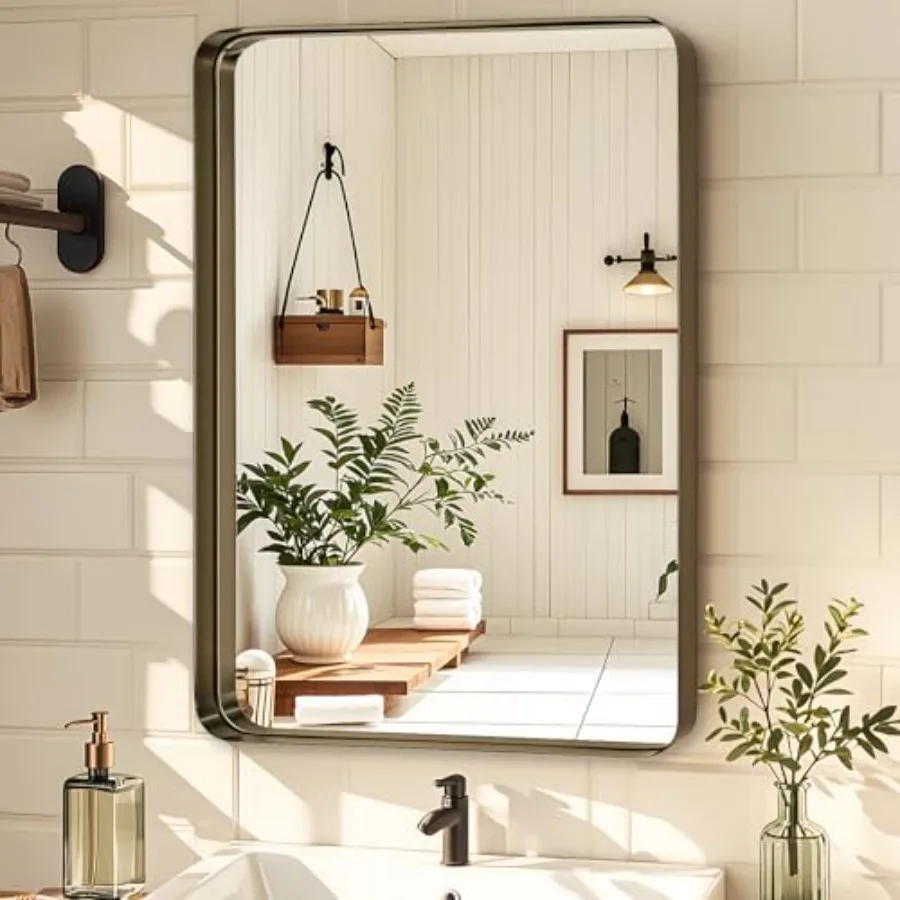 

Bathroom Wall Mirror 32x24 Inch - Metal Frame Over Sink Mirror for Bathroom, Rustic Bathroom Mirrors for Bedroom, Farmhouse, Ha