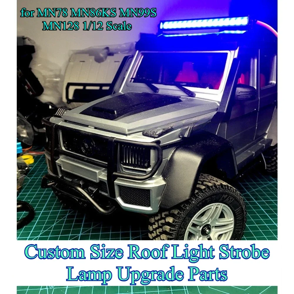 Flowing Strobe Roof Light Custom Size Decor Upgrade Parts for 1/12 MN78 MN86KS MN99S MN128 RC Crawler Searchlight Accessories