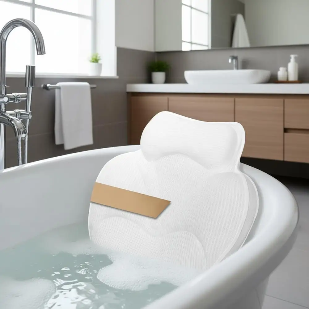 

Роскошная подушка для ванны с поддержкой спины, 4D сетчатая ткань, нескользящие присоски, быстросохнущая, подходит для всех ванн, белая