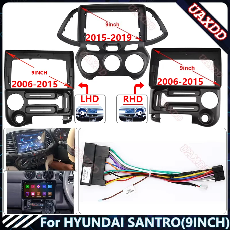 

For HYUNDAI 2006-2018 SANTRO 9INCH Car Radio Android Stereo audio screen multimedia video player navigation cables Harness frame