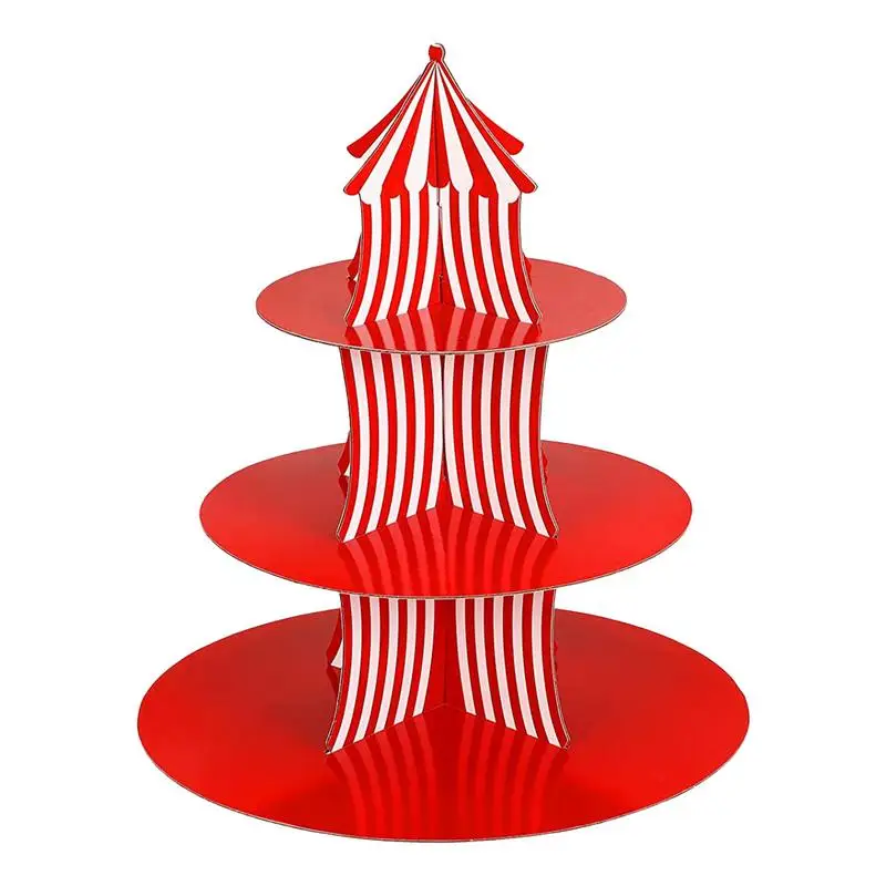 

Tiered Cupcake Stand Red Striped Cupcake Tower Stand Cardboard Cake Stand Practical Cake Tier Stand Cupcake Display Stand For