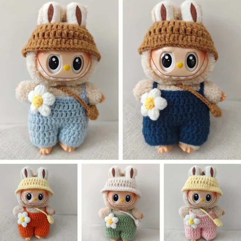 الملابس الكرتون لطيف محبوك وزرة طقم قبعات استبدال الفينيل دمى الملابس والاكسسوارات الملابس هدية ل 15 سنتيمتر Labubu V1 V2 V3 #2