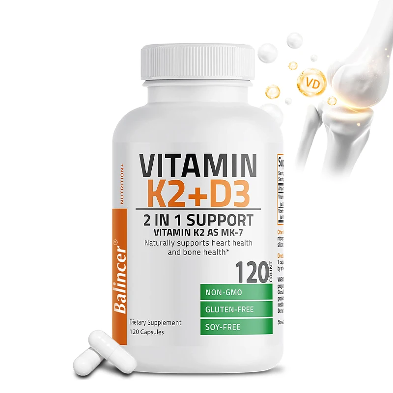 Vitamin D3 K2 MK7 Capsules - High Absorption Calcium Support, Bone Teeth Skin Joint Heart Immune Digestion and Maintains Health