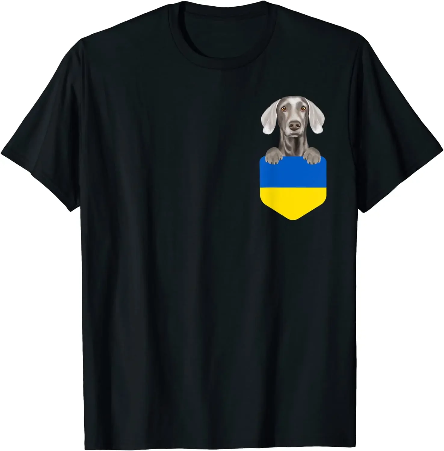 Bandeira da ucrânia weimaraner cão no bolso camiseta 100% algodão o-pescoço manga curta verão casual masculino camiseta streetwear