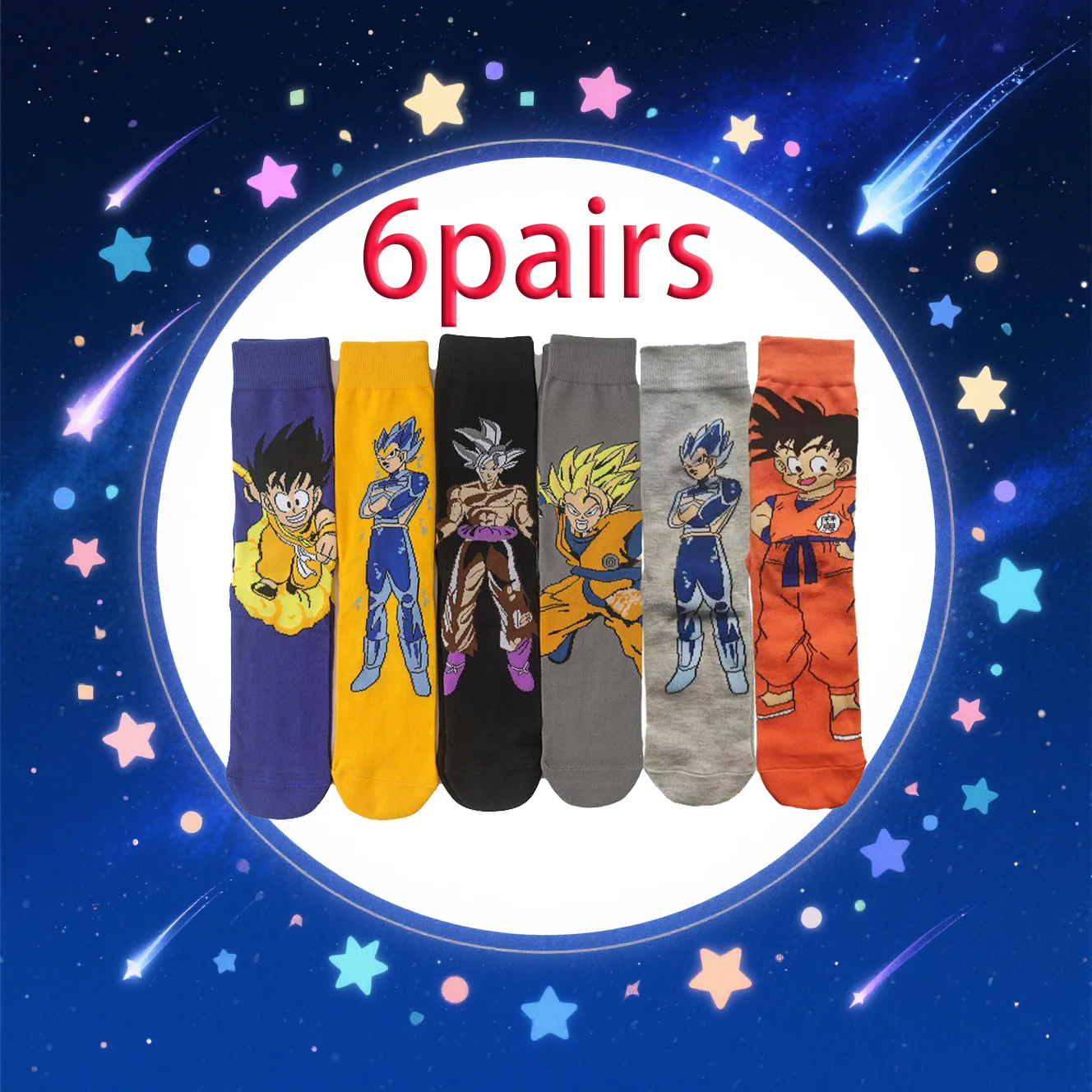 AliExpress Bandai 6pairsof Dragon Ball mid tube animesocks kneehigh men's socks cosplay hip-hop personality boy fordaily fitness exercise cycling