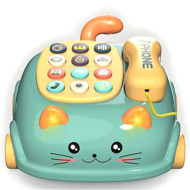 Baby Toys Musical Learning, Early Education Toy,Baby Simulation Telephone Toy with Light Music, Kids Gifts -Green