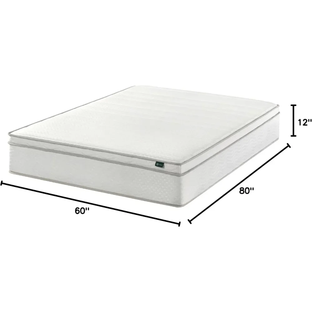 12 Inch Foam and Spring Hybrid Mattress, Fiberglass Free, Medium Firmness, Durable Support, CertiPUR-US Certified Mattress