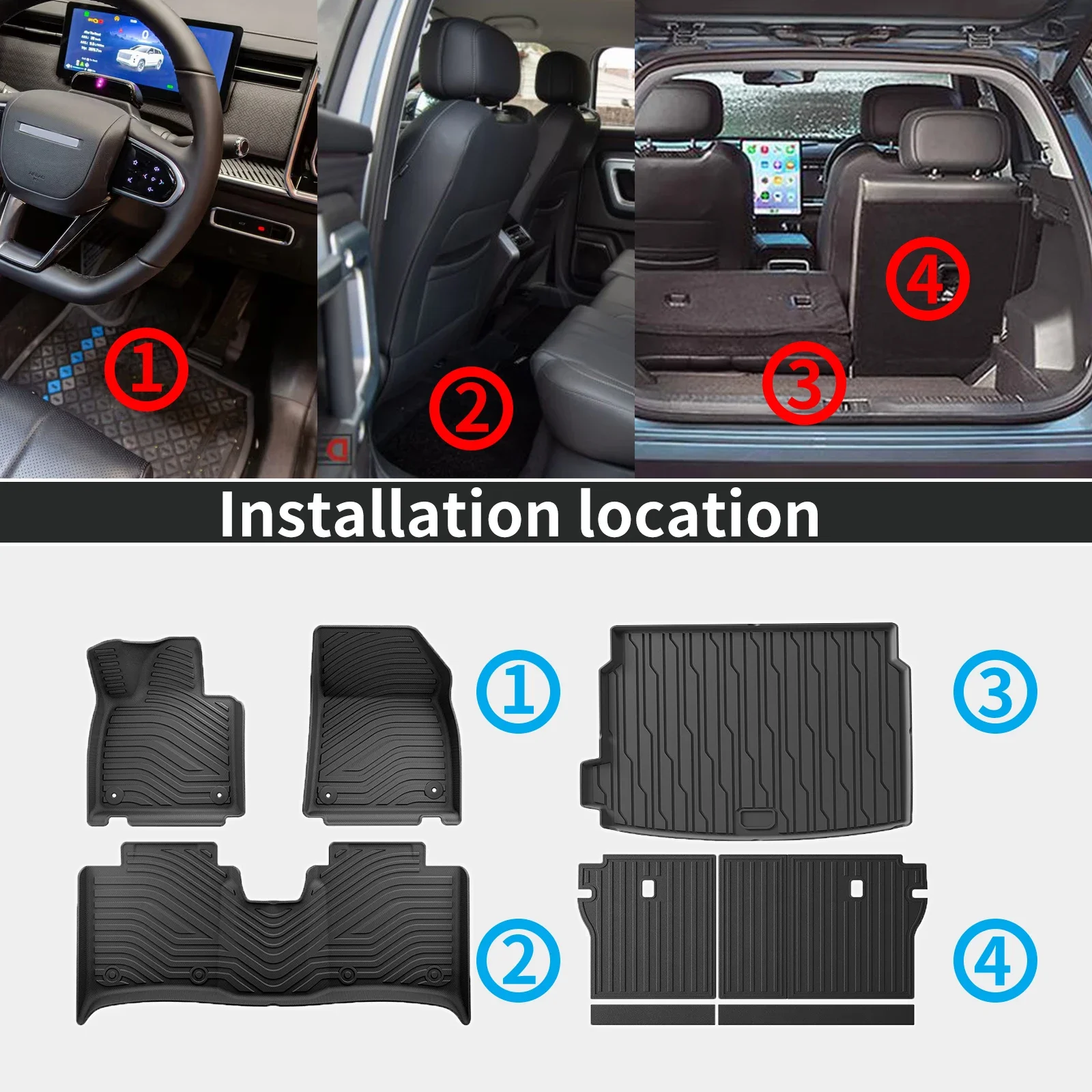 for ZEEKR 001 2024-2026  Waterproof TPE Floor Mat & Trunk Pad 3D Laser Scanning Perfect Fit Odorless Easy Clean Car Accessories