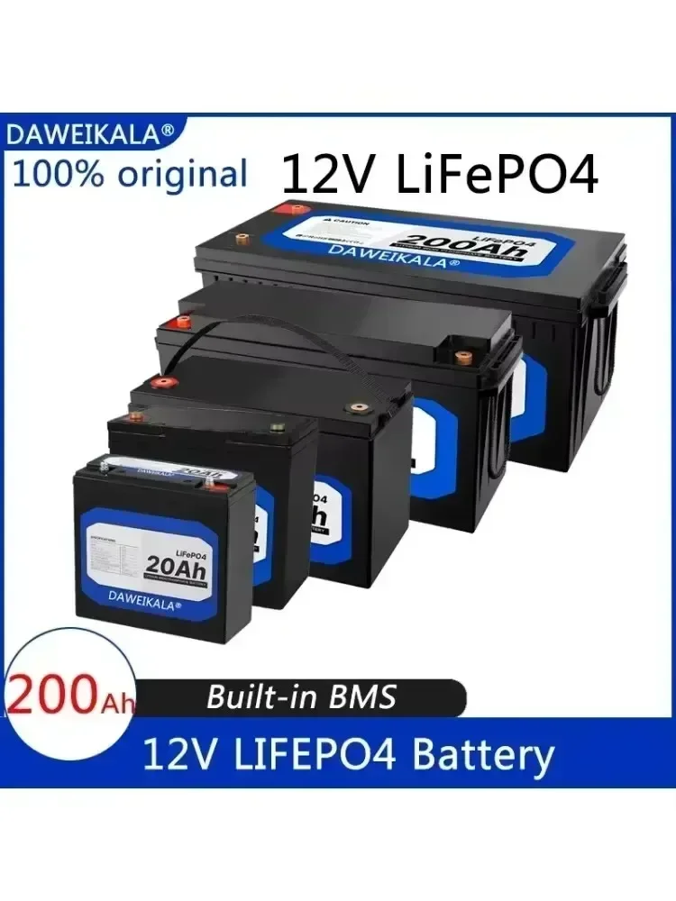 

High Capacity Lithium Iron Phosphate Battery Pack 12V 20Ah 50Ah 100Ah 150Ah 200Ah with BMS, Ideal for Solar Power Applications