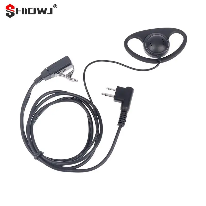 2 Pin D-Shape Earpiece Headset MIC PTT Mic Earpiece Earphone for Baofeng for Kenwood for Puxing TYT Radio Unilateral Headphone