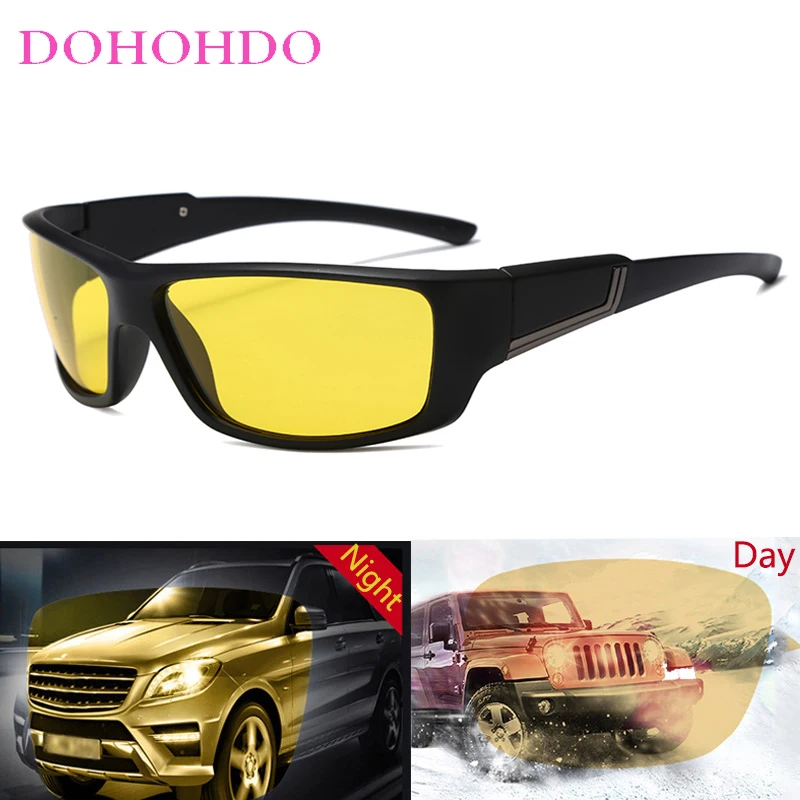 Classic Night Vision Glasses Men Rectangle Polarized Lenses UV400 Yellow Sunglasses For Women Driving Sports Outdoor Goggles