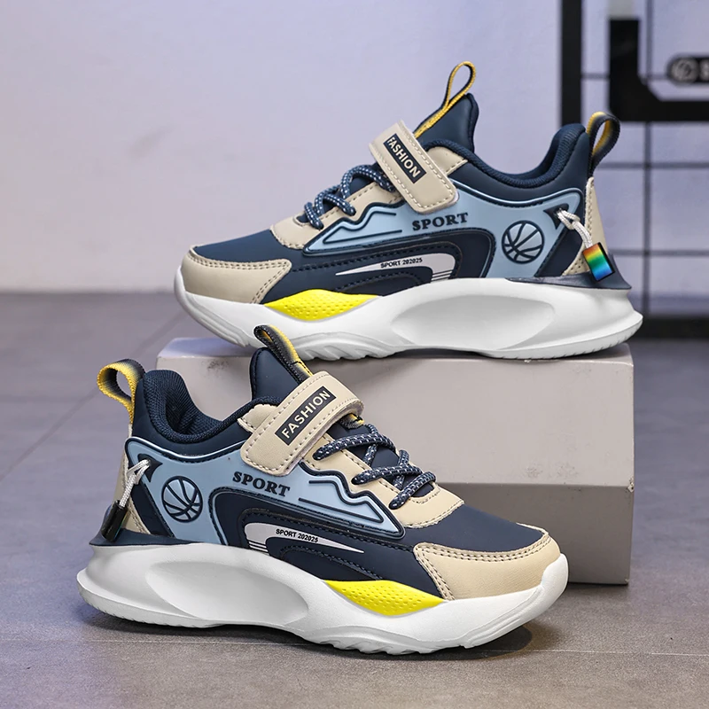 

2025 хит продаж, эластичная детская спортивная обувь, уличные легкие удобные кроссовки, дышащая модная повседневная обувь