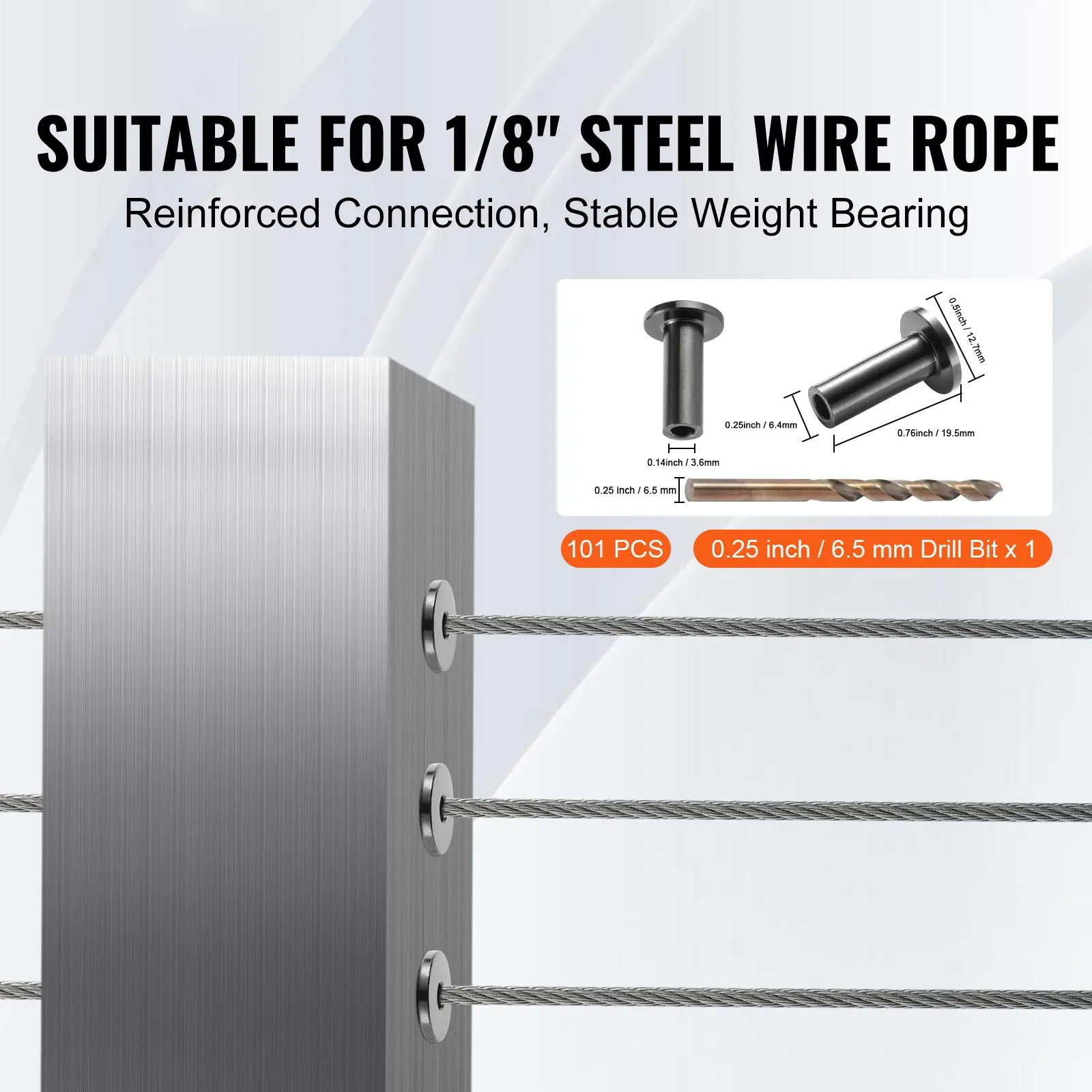 101 Pack T316 Stainless Steel Protector Sleeves for 1/8