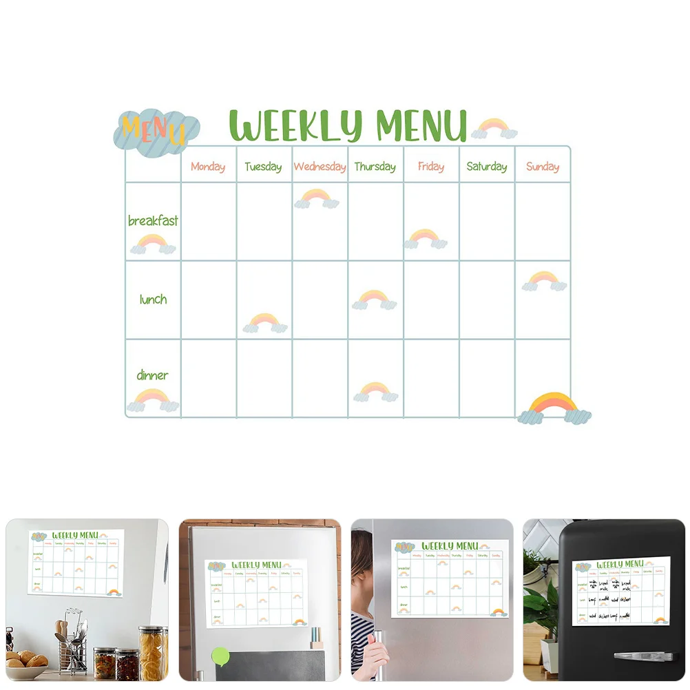 مخطط الوجبات الأسبوعي، لوحة قائمة الثلاجة المغناطيسية للثلاجة ذات المسح الجاف للسبورة البيضاء PVC #6