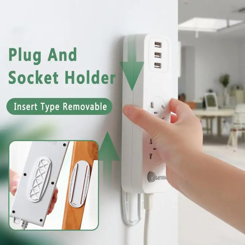 Socket Holder Wall Mount Extension Board Power Holder Strip Socket Support Line Board Holder Plug Fixer Home Power Organizer