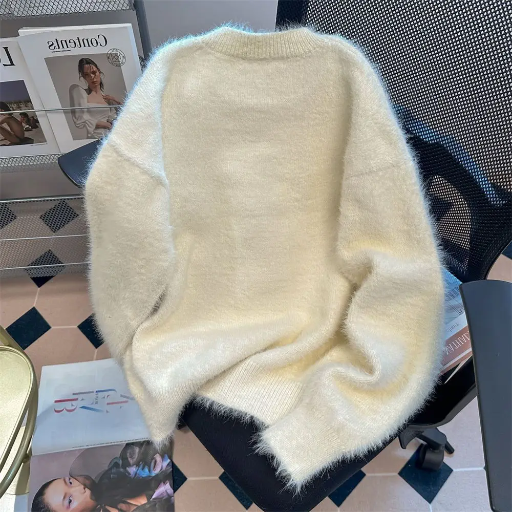 Maglione con stampa orso carino 2025 Autunno Inverno Mohair Top in maglia Coquette Capispalla moda unisex in peluche estetico