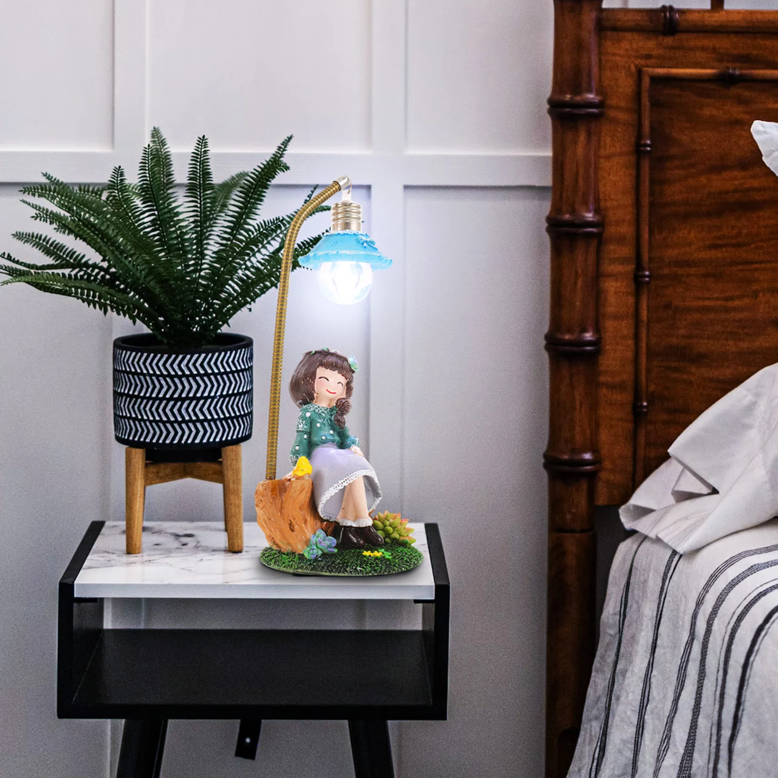 

Cartoon Night Unique Bedroom Decorative Night Lights Decor Small Wireless Resin Nightlight Modern Delicate Kids Room Table Lamp