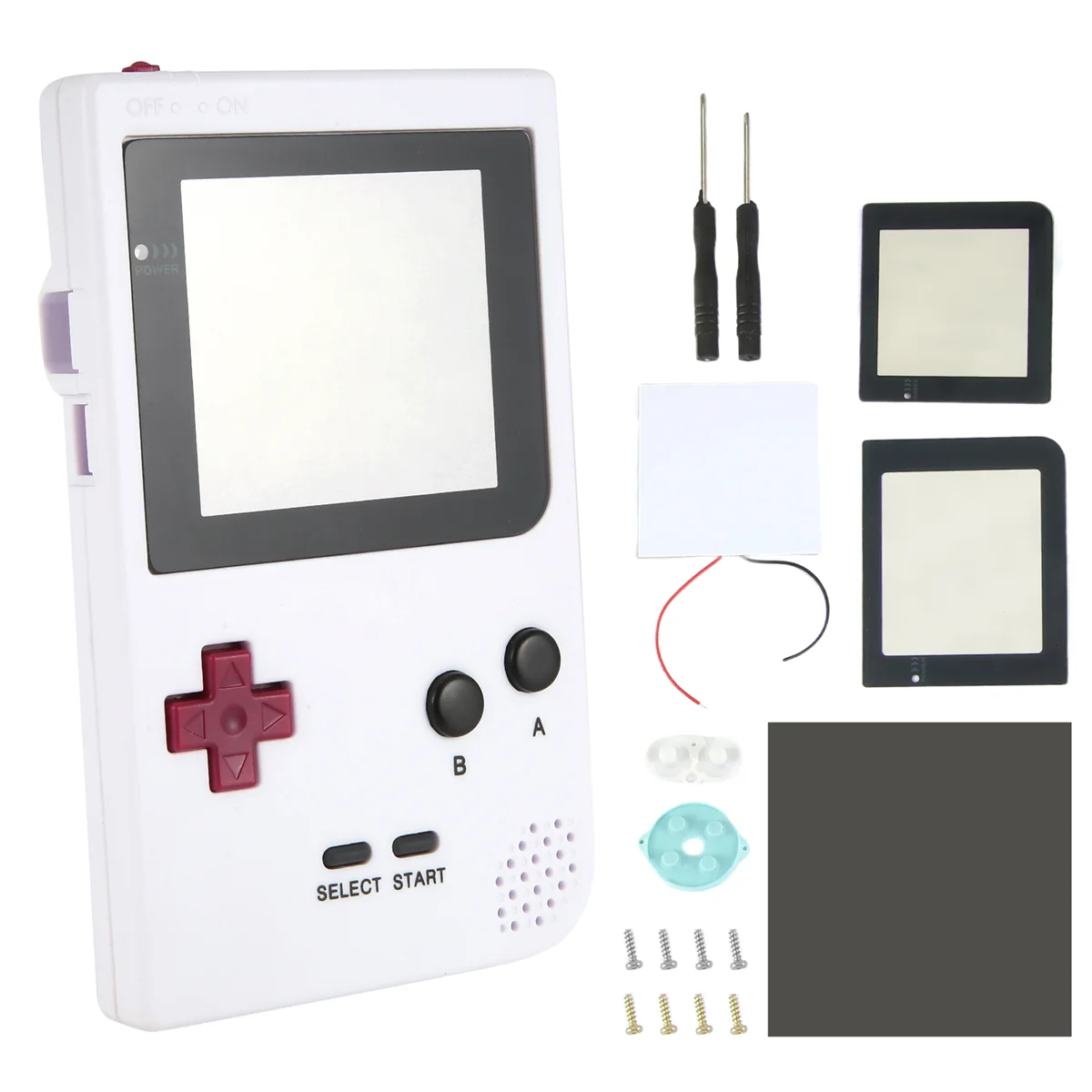 ABRI_DIY Shell Replacement for Gameboy Pocket Game Console for GBP Shell Case with Buttons Kit Class Lens White
